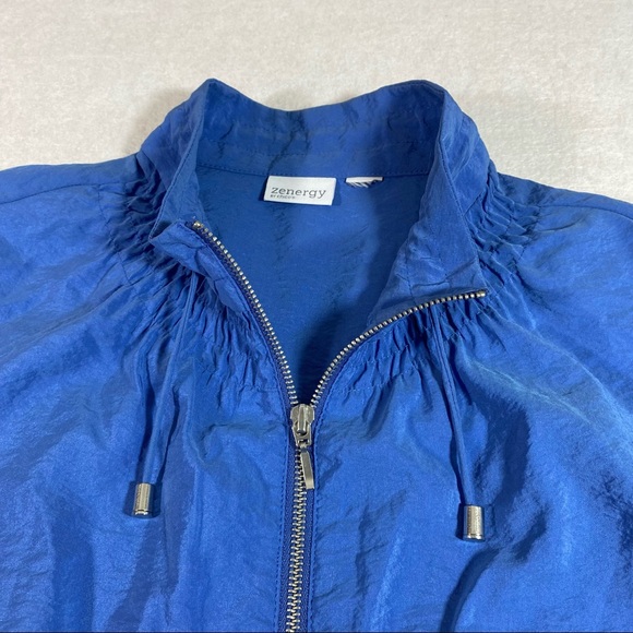Zenergy Full Zip Jacket drawstring Waist Pockets 3/4 Sleeves Light Blue … - Picture 3 of 10
